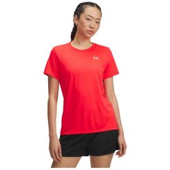 Koszulka T-Shirt Damski Under Armour Treningowy Szybkoschnący Lekki Tech. Czerwone bluzki damskie Under Armour, bez wzorów, sportowe, bez kołnierzyka, bez ramiączek. Za 119.99 zł.