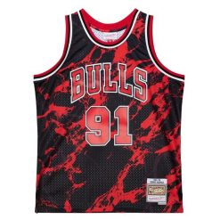 Koszulka Nba Chicago Bulls Dennis Rodman. Czarne bluzki damskie Mitchell & Ness, bez wzorów, sportowe, bez kołnierzyka, bez ramiączek. Za 623.00 zł.