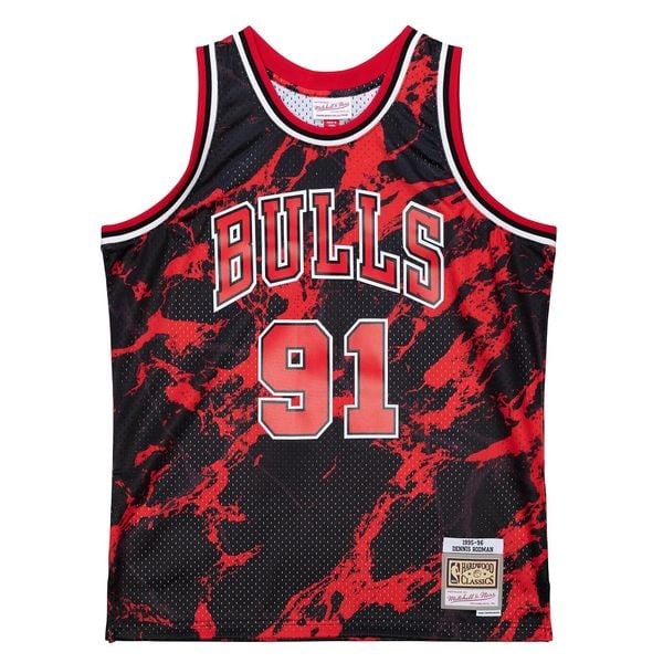 Koszulka Nba Chicago Bulls Dennis Rodman. Czarne bluzki damskie Mitchell & Ness, bez wzorów, sportowe, bez kołnierzyka, bez ramiączek. Za 623.00 zł.