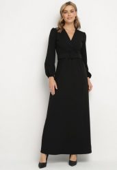 Czarna Rozkloszowana Sukienka Ozdobiona Paskiem w Talii Felirith. Czarne sukienki damskie Born2be, na co dzień, l, bez wzorów, eleganckie, bez kołnierzyka, bez ramiączek, maxi, rozkloszowane. Za 169.99 zł.