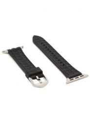 Fossil Wymienny pasek do zegarka Apple Watch S380018 Czarny. Czarne paski damskie FOSSIL, bez wzorów. Za 129.99 zł.