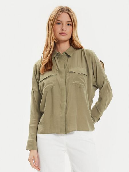 DKNY Koszula P4DM8X00 Zielony Regular Fit. Zielone koszule damskie DKNY, s, bez wzorów, z syntetyku, bez kołnierzyka, bez ramiączek. Za 259.99 zł.