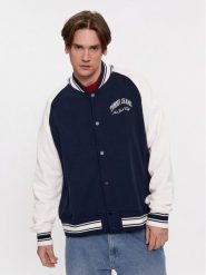 Tommy Jeans Bluza Varsity DM0DM18400 Granatowy Relaxed Fit. Niebieskie bluzy męskie Tommy Jeans, l, bez wzorów, z bawełny, bez ramiączek, bez kaptura. Za 389.99 zł.