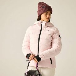 Damska kurtka narciarska Gliding II. Czerwone kurtki sportowe damskie Dare 2B, l, bez wzorów, z materiału, bez ramiączek, z kapturem, narciarskie. Za 587.00 zł.