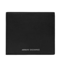 Portfel Armani Exchange. Czarne portfele męskie Armani Exchange, bez wzorów. Za 339.99 zł.