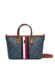Tommy Hilfiger Torebka Th Monoplay Mini Tote Corp AW0AW19177 Granatowy. Niebieskie shopperki damskie Tommy Hilfiger, bez wzorów, ze skóry, bez dodatków. Za 699.99 zł.