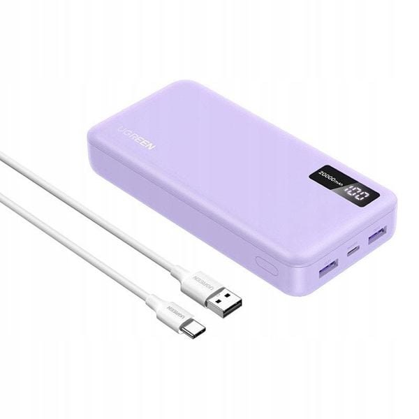 Powerbank UGREEN PB312 20000mAh 2xUSB-A, USB-C 20W fioletowy. Fioletowe powerbanki Ugreen. Za 120.28 zł.