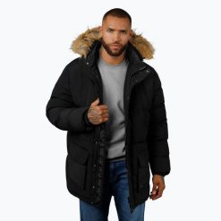 Kurtka męska Pitbull Forest Hooded Parka. Czarne kurtki męskie PITBULL, na zimę, m, bez wzorów, z materiału, sportowe, bez kołnierzyka, bez kaptura. Za 489.99 zł.