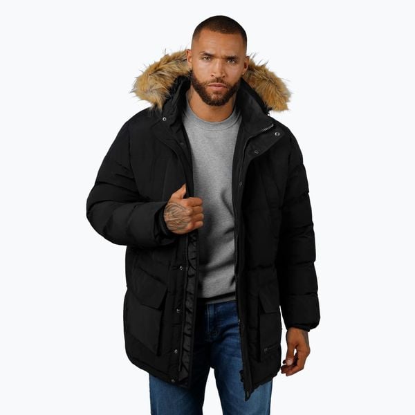 Kurtka męska Pitbull Forest Hooded Parka. Czarne kurtki męskie PITBULL, na zimę, m, bez wzorów, z materiału, sportowe, bez kołnierzyka, bez kaptura. Za 459.99 zł.
