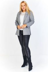 Ptak Moda Żakiet damski bez zapięcia M61607 szary r. 48. Szare marynarki i żakiety damskie Ptak Moda, bez wzorów, bez kołnierzyka, bez ramiączek. Za 20.91 zł.