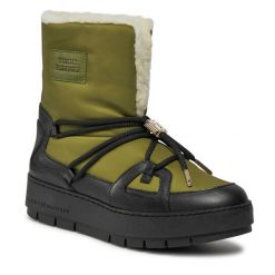Śniegowce Tommy Hilfiger. Zielone śniegowce damskie Tommy Hilfiger, bez zapięcia. Za 369.99 zł.