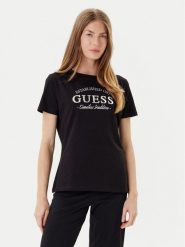 Guess T-Shirt V5YI12 J1314 Czarny Regular Fit. Czarne t-shirty damskie Guess, s, z aplikacjami, z bawełny, bez kołnierzyka, bez ramiączek. Za 119.99 zł.