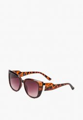 Ciemnobrązowe Okulary w Stylu Cat Eye z Masywnymi Oprawkami Amsesoa. Brązowe okulary przeciwsłoneczne damskie Renee. Za 29.99 zł.