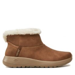 Botki Skechers. Brązowe botki damskie Skechers, bez wzorów, bez obcasa, na płaskiej podeszwie, bez zapięcia. Za 339.99 zł.