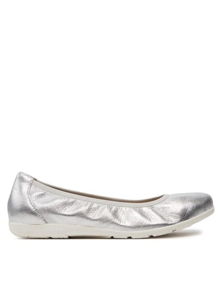 Caprice Baleriny 9-22150-42 Srebrny. Szare balerinki damskie Caprice, bez wzorów, ze skóry, bez obcasa, bez zapięcia. Za 142.99 zł.