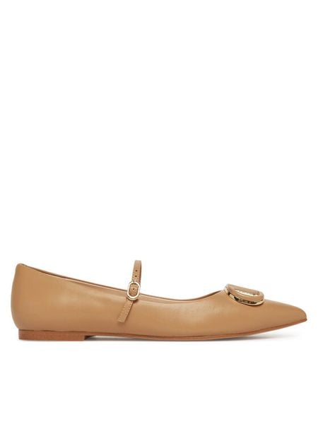 TWINSET Baleriny 251TCP064 Brązowy. Brązowe balerinki damskie Twinset, bez wzorów, ze skóry, bez obcasa, bez zapięcia. Za 419.99 zł.