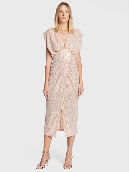 Rinascimento Sukienka koktajlowa CFC0110461003 Różowy Regular Fit. Czerwone sukienki damskie Rinascimento, m, bez wzorów, z syntetyku, wizytowe, bez kołnierzyka, bez ramiączek. Za 499.99 zł.