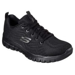 Buty sportowe Sneakersy damskie, Skechers Graceful-Get Connected. Czarne obuwie sportowe damskie Skechers, bez wzorów, bez zapięcia, trekkingowe. Za 199.99 zł.
