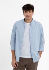 Koszula z długim rękawem K-UPLO. Niebieskie koszule męskie Volcano, m, bez wzorów, z bawełny, klasyczne, bez kołnierzyka, bez ramiączek. Za 149.99 zł.