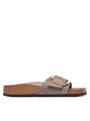 Birkenstock Klapki Madrid Big Buckle 1032935 Beżowy. Brązowe klapki damskie Birkenstock, bez wzorów, ze skóry, bez obcasa, bez zapięcia. Za 444.99 zł.