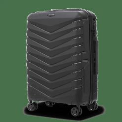 Walizka średnia Wings PHOENIX 2.0 polipropylen 24" BLACK. Czarne walizki damskie Wings, bez wzorów, z materiału, średnie. Za 169.90 zł.