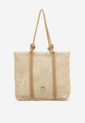 Beżowa Torebka Typu Shopper z Plecionki Reviane. Brązowe shopperki damskie Renee, bez wzorów, bez dodatków. Za 74.99 zł.