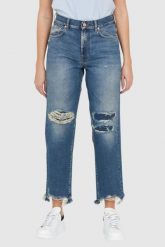 7 FOR ALL MANKIND Błękitne jeansy damskie THE MODERN STRAIGHT Z DZIURAMI. Niebieskie jeansy damskie 7 for all mankind, bez wzorów, z bawełny. W wyprzedaży za 499.99 zł.
