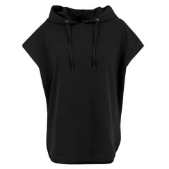 Damska Bluza Z Kapturem Z Krótkim Rękawem. Czarne bluzy damskie BUILD YOUR BRAND, xl, bez wzorów, bez ramiączek, z kapturem. Za 131.99 zł.