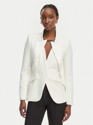 Elisabetta Franchi Marynarka GI-192-61E2-V490 Biały Regular Fit. Białe marynarki i żakiety damskie Elisabetta Franchi, bez wzorów, z syntetyku, bez kołnierzyka, bez ramiączek. Za 2,089.00 zł.