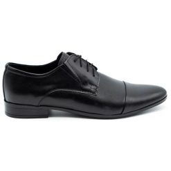 Lukas Buty męskie wizytowe ze skóry 286 czarne. Czarne buty wizytowe męskie bez wzorów, z jeansu, bez obcasa, bez zapięcia. Za 367.89 zł.