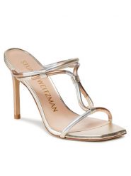 Stuart Weitzman Klapki Woven Knot 100 Sanda SA620 Złoty. Żółte klapki damskie Stuart Weitzman, bez wzorów, ze skóry, bez obcasa, na szpilce, bez zapięcia. Za 1,949.00 zł.