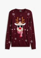 Sweter z bożonarodzeniowym motywem. Czarne swetry męskie bonprix, l, bez wzorów, bez kołnierzyka, bez ramiączek. Za 129.99 zł.