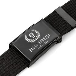 Pasek parciany PAOLO PERUZZI PW-12-105 cm czarny. Czarne paski męskie Paolo Peruzzi, z materiału. Za 34.99 zł.