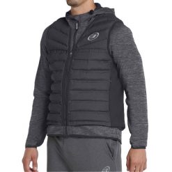 Anorack Parka Bullpadel Boque. Czarne bluzy męskie bullpadel, bez wzorów, sportowe, bez kołnierzyka, bez kaptura. W wyprzedaży za 372.65 zł.