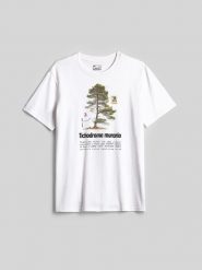 4F T-shirt regular z nadrukiem męski - biały M. Białe koszulki sportowe męskie 4F, l, bez wzorów, z bawełny, bez ramiączek, trekkingowe. Za 79.99 zł.