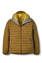 Kurtka trekkingowa puchowa męska Microlight Windstopper Hoody. Brązowe kurtki męskie RAB, l, bez wzorów, z gore-texu, bez kaptura. Za 1,509.99 zł.