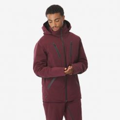 Kurtka narciarska męska Quechua SKP 900. Czarne kurtki sportowe męskie WED'ZE, na zimę, l, bez wzorów, z materiału, bez kaptura, narciarskie. Za 879.99 zł.