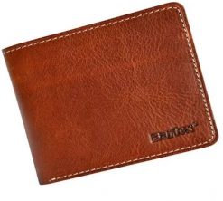 Bartex 330 - Skórzany portfel męski Slim jasny brąz RFID. Portfele męskie Bartex, bez wzorów. Za 99.00 zł.