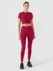 4F Legginsy treningowe z wysokim stanem damskie - czerwone XS/S. Czerwone legginsy damskie 4F, bez wzorów, z dzianiny. Za 69.99 zł.
