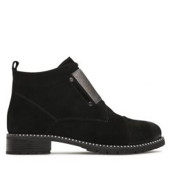 Botki Loretta Vitale. Czarne botki damskie Loretta Vitale, bez wzorów, bez obcasa, na płaskiej podeszwie, bez zapięcia. Za 499.99 zł.