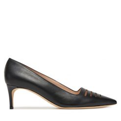 Czółenka Pollini. Czarne czółenka damskie Pollini, bez wzorów, bez obcasa, bez zapięcia. Za 1,279.00 zł.