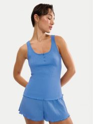 Triumph Top Mix & Match 10227215 Niebieski Regular Fit. Niebieskie topy damskie Triumph, bez wzorów, z bawełny, bez kołnierzyka, bez ramiączek. Za 109.99 zł.