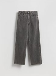 Jeansy wide leg - szary. Szare jeansy damskie Reserved, bez wzorów, z bawełny, z podwyższonym stanem. Za 139.99 zł.