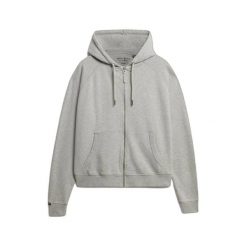 Damska bluza z kapturem zapinana na zamek Superdry Studios Relaxed. Szare bluzy damskie Superdry, bez wzorów, bez ramiączek, z kapturem. Za 349.55 zł.