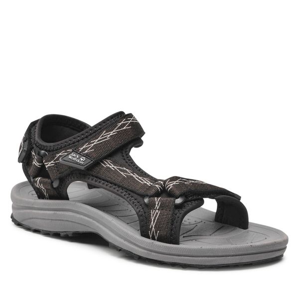 Sandały Jack Wolfskin. Czarne sandały damskie Jack Wolfskin, bez wzorów, bez obcasa, bez zapięcia. Za 289.99 zł.