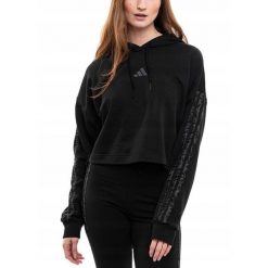 Bluza Damska adidas z Kapturem Krótka Bawełniana Sportowa Hoodie roz. XS. Czarne bluzy damskie Adidas, xl, bez wzorów, z bawełny, sportowe, bez ramiączek, z kapturem. Za 238.00 zł.