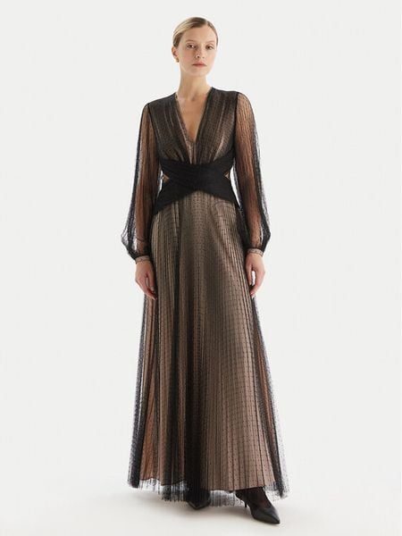 TWINSET Sukienka wieczorowa 252TT2021 Czarny Regular Fit. Czarne sukienki damskie Twinset, bez wzorów, z syntetyku, wizytowe, bez kołnierzyka, bez ramiączek. Za 1,569.00 zł.