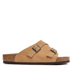 Klapki Birkenstock. Czarne klapki damskie Birkenstock, bez wzorów, bez obcasa, bez zapięcia. Za 599.99 zł.
