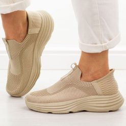 Beżowe sportowe buty damskie Filippo Dtn7866/26. Brązowe obuwie sportowe damskie Filippo, na lato, bez wzorów, z dresówki, bez zapięcia, trekkingowe. Za 119.00 zł.
