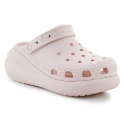 Klapki Crocs Classic Crush Clog 207521-6UR różowe. Czerwone klapki damskie bez wzorów, eleganckie, bez obcasa, bez zapięcia. Za 392.06 zł.